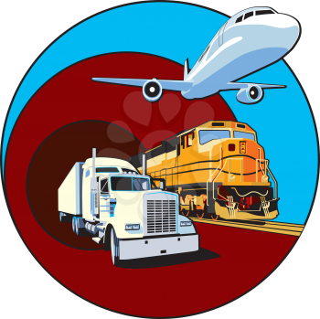 Royalty Free Clipart Image of a Transportation Vignette