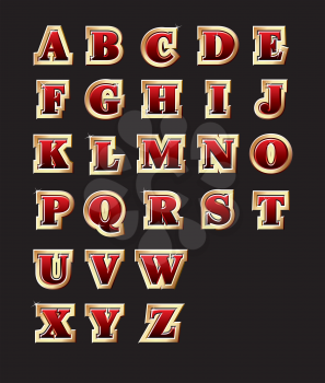 Royalty Free Clipart Image of an Alphabet on Black
