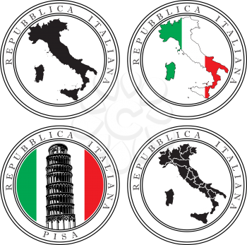 Royalty Free Clipart Image of Italian Themed Stamps