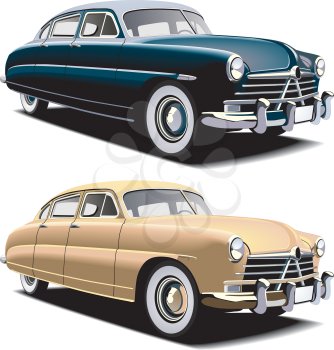 Royalty Free Clipart Image of Old Cars