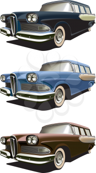Royalty Free Clipart Image of a Set of Vehicles