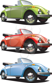 Royalty Free Clipart Image of a Set of Volkswagons
