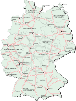 Royalty Free Clipart Image of a Map of Germany and Its Provinces