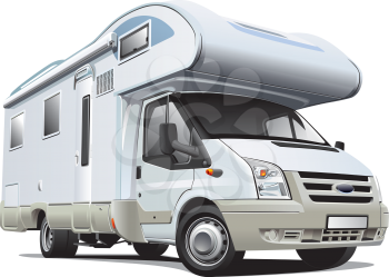 Detailed image of white camper, isolated on white background. File contains gradients. No blends and strokes.