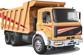 Detailed image of light-brown dump truck, isolated on white background. File contains gradients. No blends and strokes.
