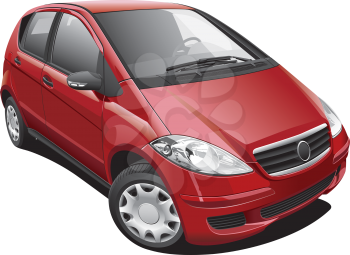 Detailed image of modern minivan, isolated on white background. File contains gradients and transparency. No blends and strokes.