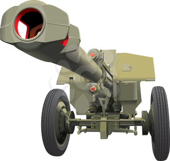 Vector detailed image of howitzer of times of World War II, isolated on white background. File contains gradients. No blends and strokes.