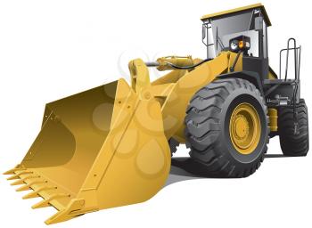 High quality photorealistic illustration of light-brown large loader, isolated on white background. 