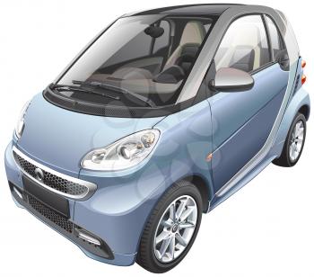 High quality photorealistic illustration of modern subcompact car, isolated on white background. 