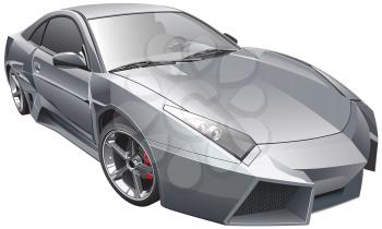 High quality photorealistic illustration of futuristic custom car, isolated on white background. 