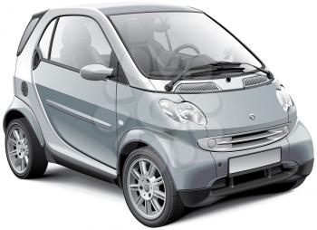 High quality photorealistic illustration of modern subcompact car, isolated on white background. 