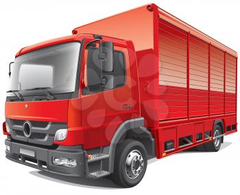 High quality photorealistic illustration of compact delivery truck, isolated on white background. 