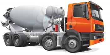 High quality photorealistic illustration of modern large concrete mixer, isolated on white background. 