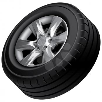 High quality vector image of automobile wheel, isolated on white background. File contains gradients, blends and transparency. No strokes.
