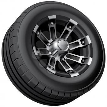 High quality vector image of offroad vehicles wheel, isolated on white background. File contains gradients, blends and transparency. No strokes.