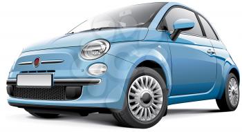 High quality vector image of Italian city car, isolated on white background. File contains gradients, blends and transparency. No strokes. Easily edit: file is divided into logical layers and groups.