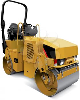 High quality vector illustration of compact tandem vibratory roller, isolated on white background. File contains gradients, blends and transparency. No strokes. Easily edit: file is divided into logical layers and groups. 