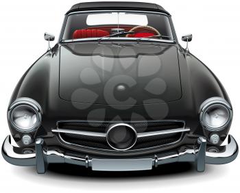High quality vector illustration of classic soft top convertible, isolated on white background. File contains gradients, blends and transparency. No strokes. Easily edit: file is divided into logical layers and groups. Please note that not all vector graphics editors support visual effects by Adobe Illustrator.