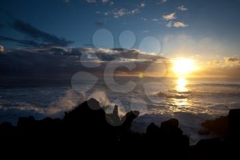Royalty Free Photo of a Pacific Sunset near Eastern Island