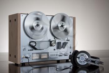 Royalty Free Photo of a Tape Recorder and Headphones