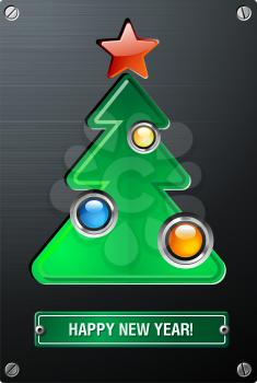 Royalty Free Clipart Image of a New Year Christmas Techno Tree