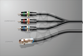 Royalty Free Clipart Image of Audio Cables and Jacks