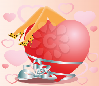 Royalty Free Clipart Image of a Valentine's Heart With a Woman's Legs