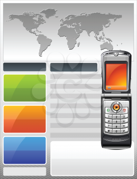 Royalty Free Clipart Image of a Brochure of a Flyer With a Telephone Theme