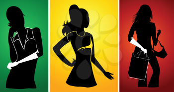Royalty Free Clipart Image of Ladies Silhouettes