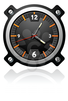 Royalty Free Clipart Image of an Aviation Watch With a Black Dial