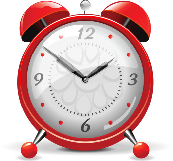 Royalty Free Clipart Image of a Red Alarm Clock