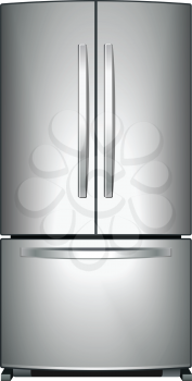 Royalty Free Clipart Image of a Metallic Refrigerator