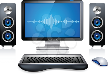 Royalty Free Clipart Image of a Multimedia Computer Station