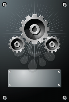 Royalty Free Clipart Image of a Technology Sign on Brushed Metal