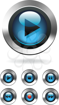 Royalty Free Clipart Image of MP3 Music Media Player Buttons