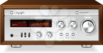 Royalty Free Clipart Image of a Vintage Hi-Fi Analog Stereo Amplifier