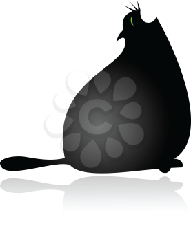 Royalty Free Clipart Image of a Fat Black Cat