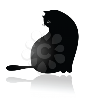 Royalty Free Clipart Image of a Black Cat Sitting