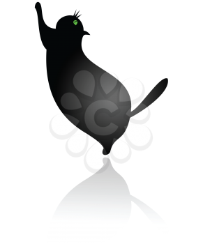 Royalty Free Clipart Image of a Fat Black Cat