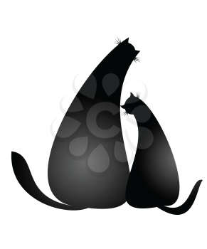 Royalty Free Clipart Image of Cats in Love