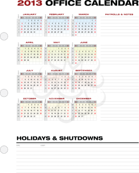 Royalty Free Clipart Image of a 2013 Calendar
