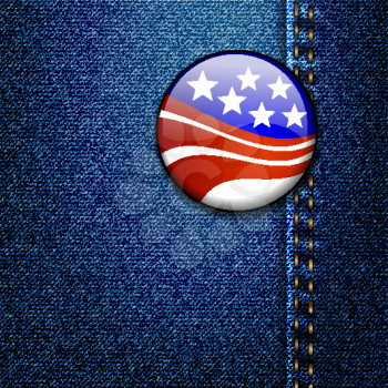 American Flag Badge On Jeans Denim Texture Vector