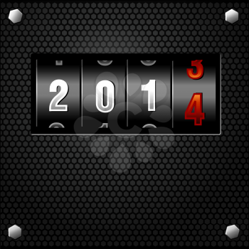 2014 New Year Analog Counter detailed vector