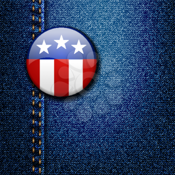 American Flag Emblem Badge On Jeans Denim Texture Vector