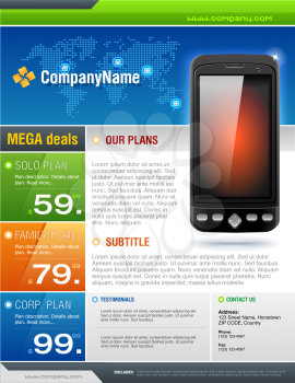 Royalty Free Clipart Image of a Flyer for a Phone Provider