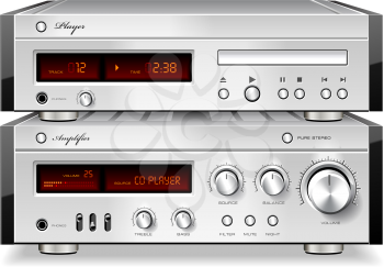 Royalty Free Clipart Image of a Compact Disc Player and Amp