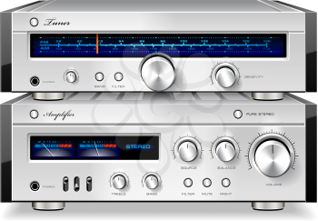 Royalty Free Clipart Image of an Amplifier and Tuner