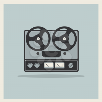 Royalty Free Clipart Image of a Retro Open Reel Tape Machine