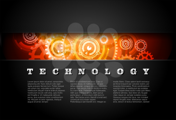 Royalty Free Clipart Image of a Metal Technology Panel With Glowing Gears vector