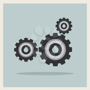 Technology mechanical gear icon on blue retro background vector